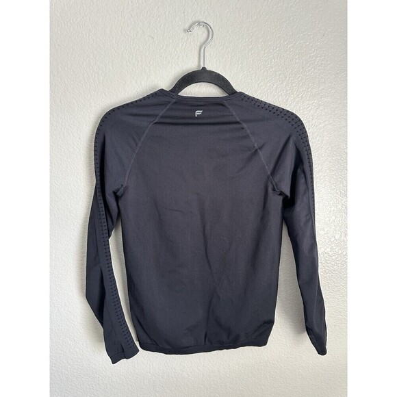 Fabletics Sync Seamless Long Sleeve Top Women's Size Small Black Athleisure Gym - Picture 2 of 6